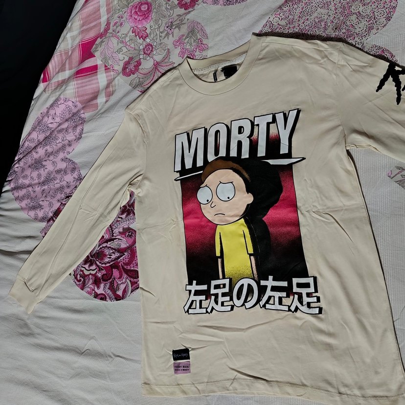 Sıfır Bej Uzun Kollu Kız Tişörtü Rick and Morty Baskılı - Görsel 5