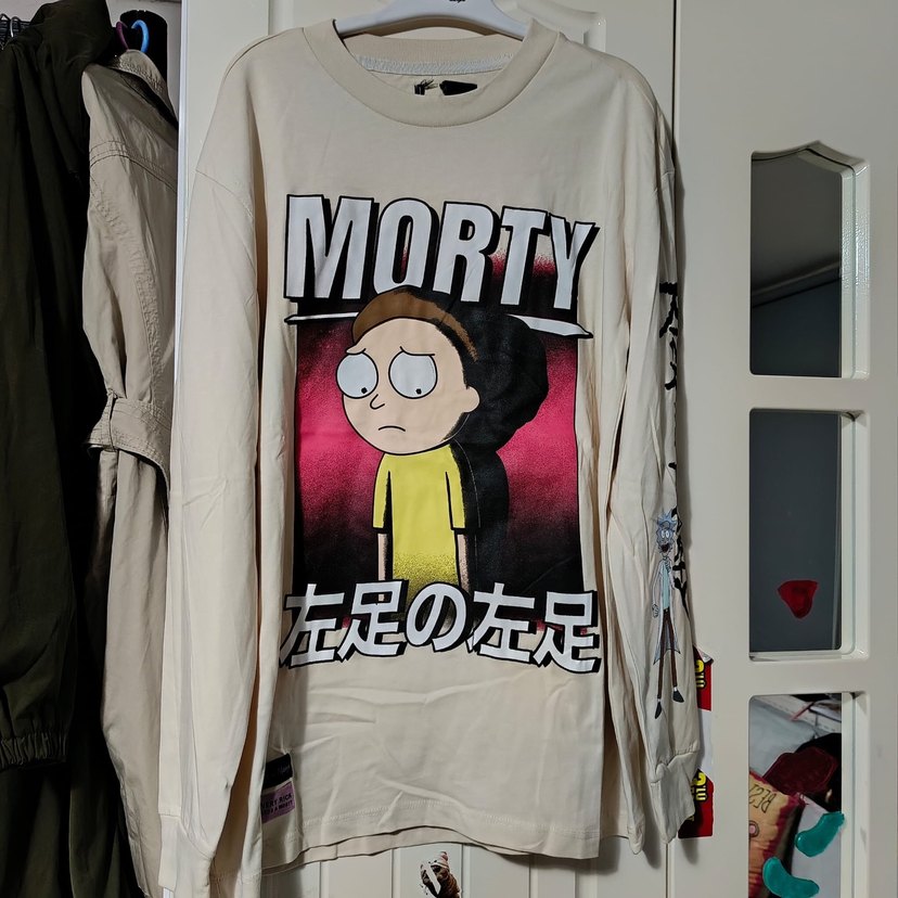 Sıfır Bej Uzun Kollu Kız Tişörtü Rick and Morty Baskılı - Görsel 2