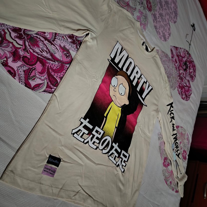 Sıfır Bej Uzun Kollu Kız Tişörtü Rick and Morty Baskılı - Görsel 4