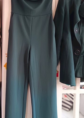 Straplez Kemerli Yeşil Kadın Tulum - Görsel 2