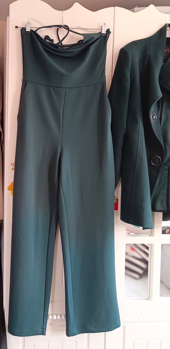 Straplez Kemerli Yeşil Kadın Tulum - Görsel 2