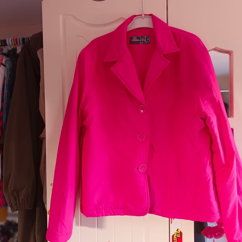 Düğmeli Pembe Midi Kadın Mevsimlik Ceket - Görsel 5