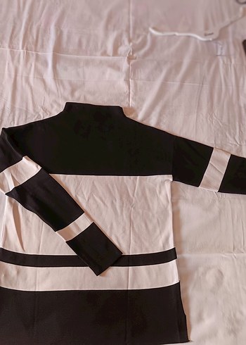 Kadın Siyah Gri Boğazlı Streç Sweatshirt kazak - Görsel 2