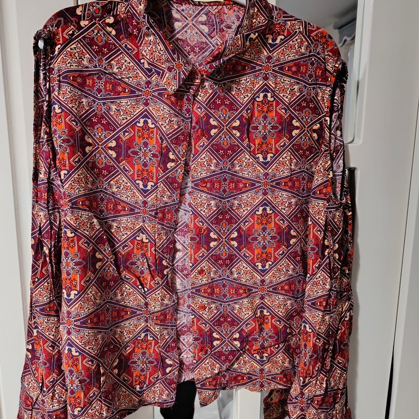 Asist marka Omuz detaylı Bordo Bohem Kadın Gömlek - Görsel 2