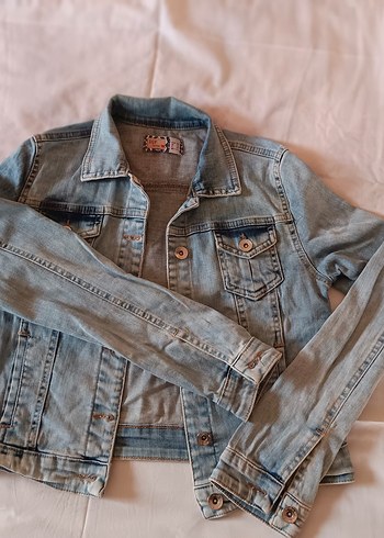 Düğmeli Kadın Mavi Kot Ceket - Görsel 4