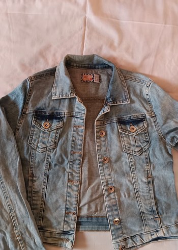 Düğmeli Kadın Mavi Kot Ceket - Görsel 5