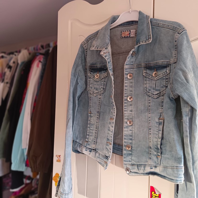 Düğmeli Kadın Mavi Kot Ceket - Görsel 2