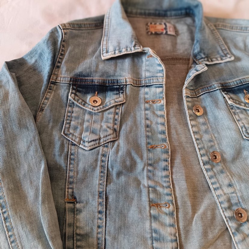 Düğmeli Kadın Mavi Kot Ceket - Görsel 3