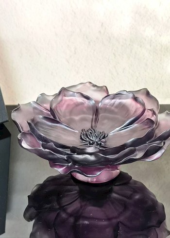 Mor Çiçek Desenli Dekoratif Tabak ve Vazo Seti - Görsel 5