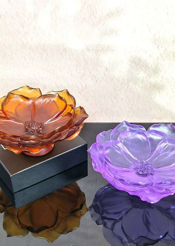 Mor Çiçek Desenli Dekoratif Tabak ve Vazo Seti - Görsel 8