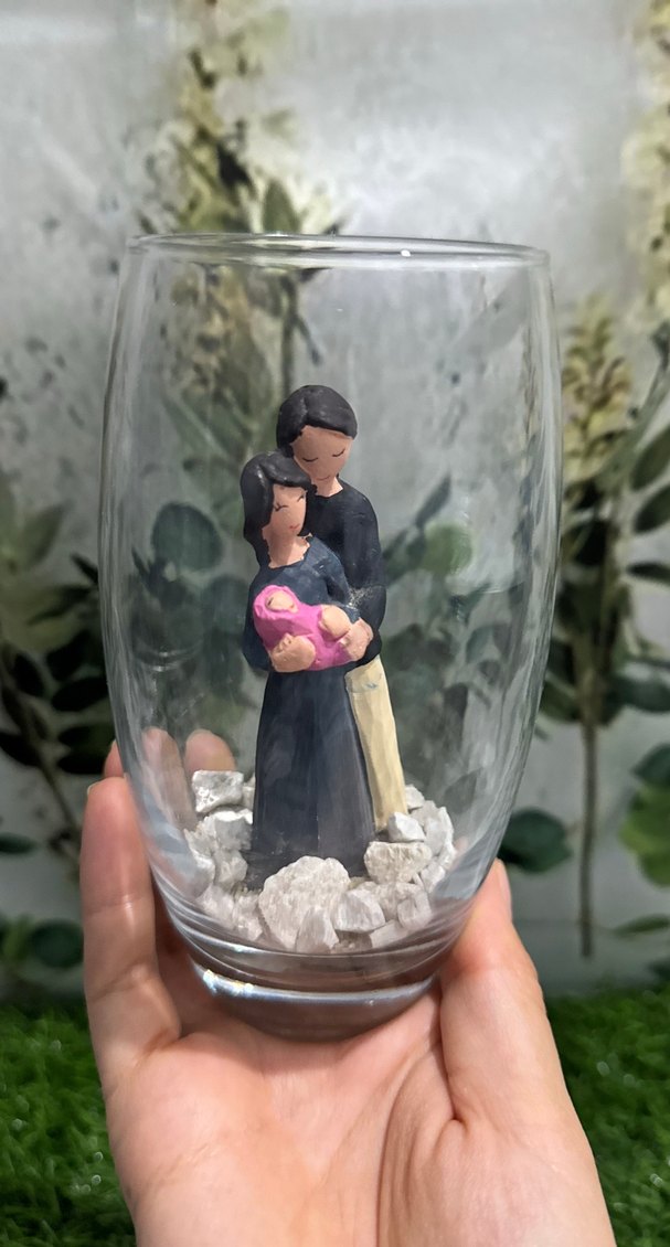 Cam İçinde Aile Temalı Figür biblo Fanus - Görsel 2