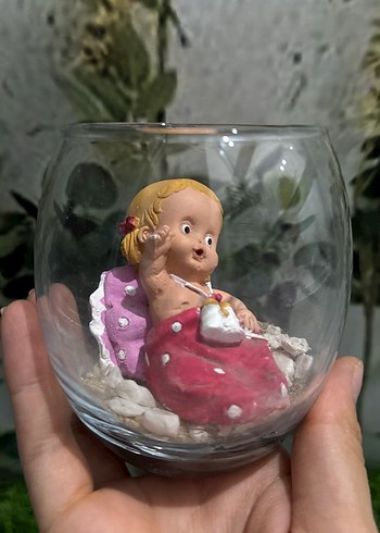 Pembe bebek Biblo Cam Fanus Teraryum - Görsel 3