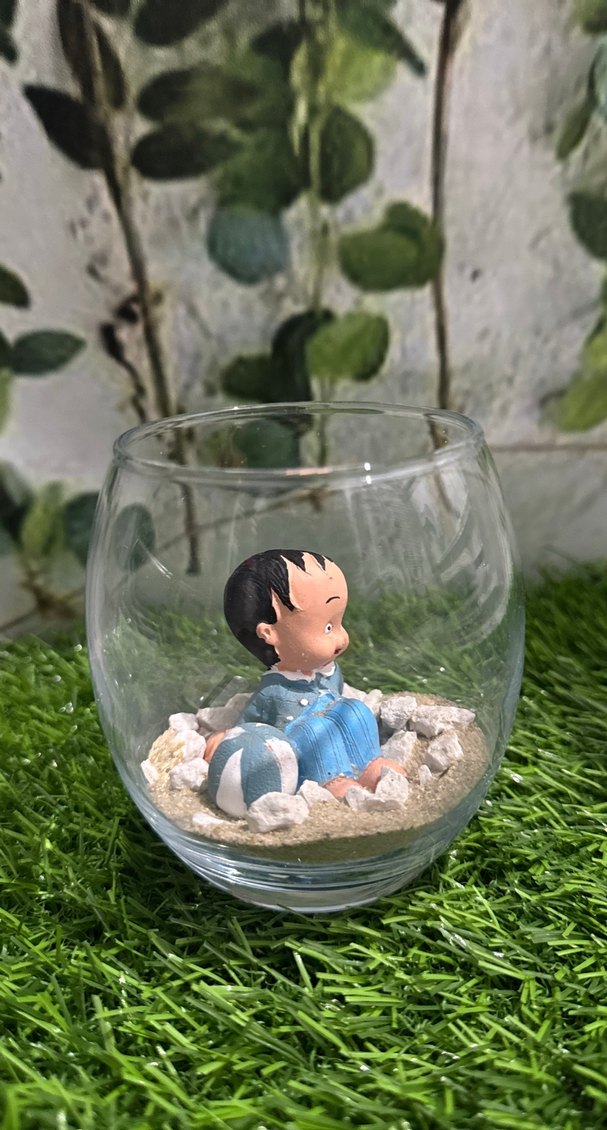 Mavi Erkek Bebek Cam Fanus Teraryum - Görsel 2