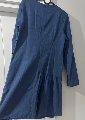 Kadın Lacivert Uzun Kollu Kot Elbise - Görsel 6