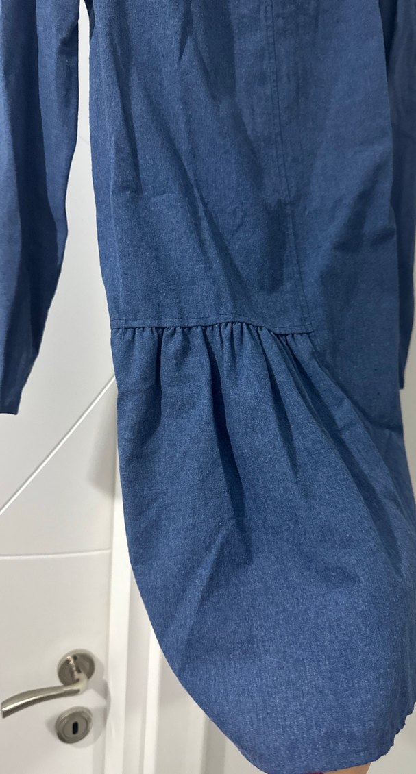 Kadın Lacivert Uzun Kollu Kot Elbise - Görsel 4