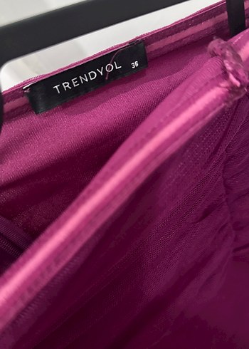 Trendyolmilla Mor Drapeli Abiye Elbise - Görsel 5