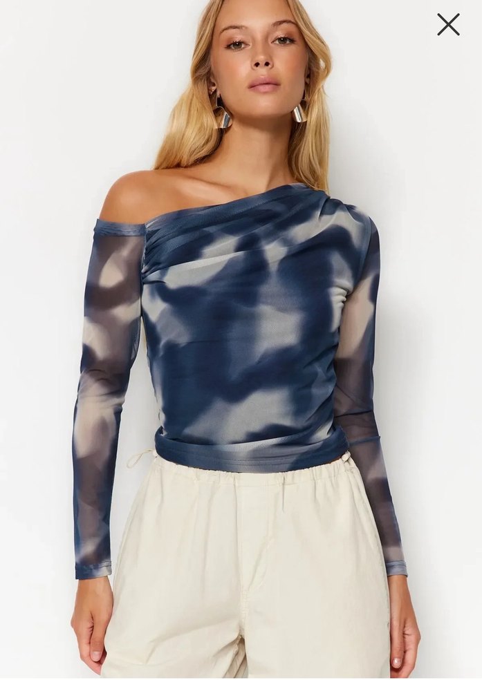 Trendyol Tek Omuz Uzun Kol Drapeli Bluz - Görsel 2