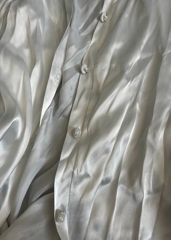 l Beden Beyaz Parlak Mini Bohem Kadın Pijama Takımı
