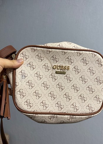 Guess Bej Baskılı Deri Kadın Çapraz Çanta - Görsel 2