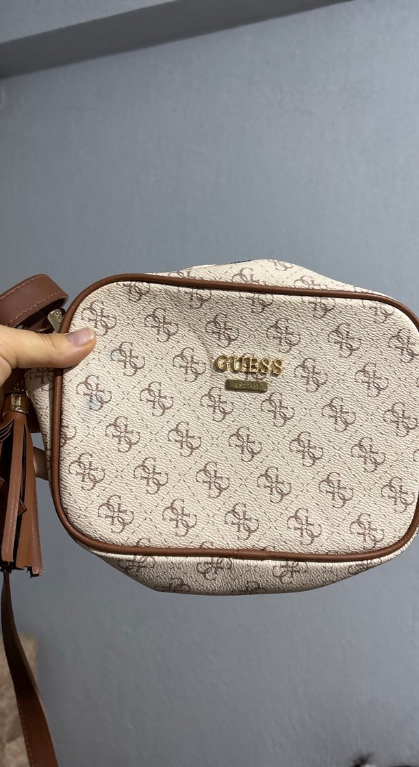 Guess Bej Baskılı Deri Kadın Çapraz Çanta - Görsel 2