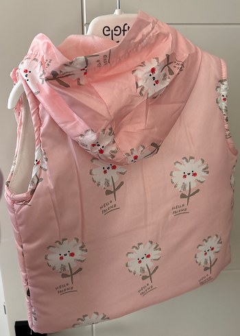 Kız bebek Pembe Çiçekli Fırfırlı Yelek - Görsel 2