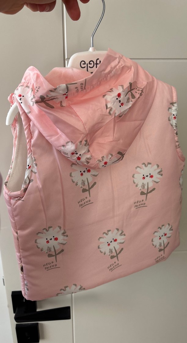 Kız bebek Pembe Çiçekli Fırfırlı Yelek - Görsel 2