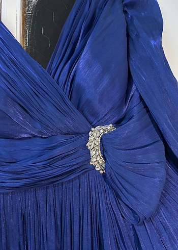 Lacivert Drapeli Uzun Abiye Elbise 42-46 beden uyumlu - Görsel 5