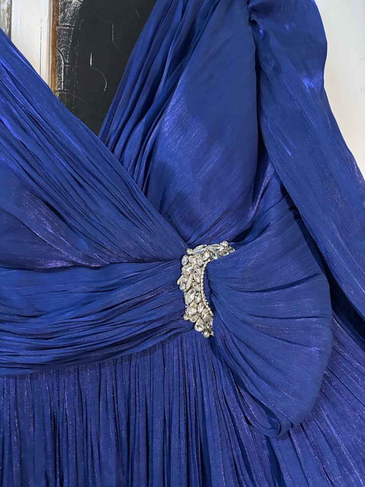 Lacivert Drapeli Uzun Abiye Elbise 42-46 beden uyumlu - Görsel 5