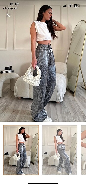 xl Beden çeşitli Renk Yüksek bel leopar desenli pantalon
