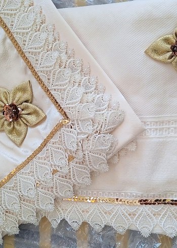 İşlemeli Beyaz Masa Örtüsü Takımı ve havlu - Görsel 4