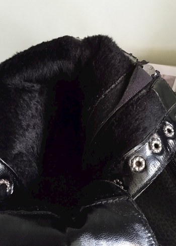 Siyah Deri Kamuflaj Desenli Biker Bot - Görsel 5