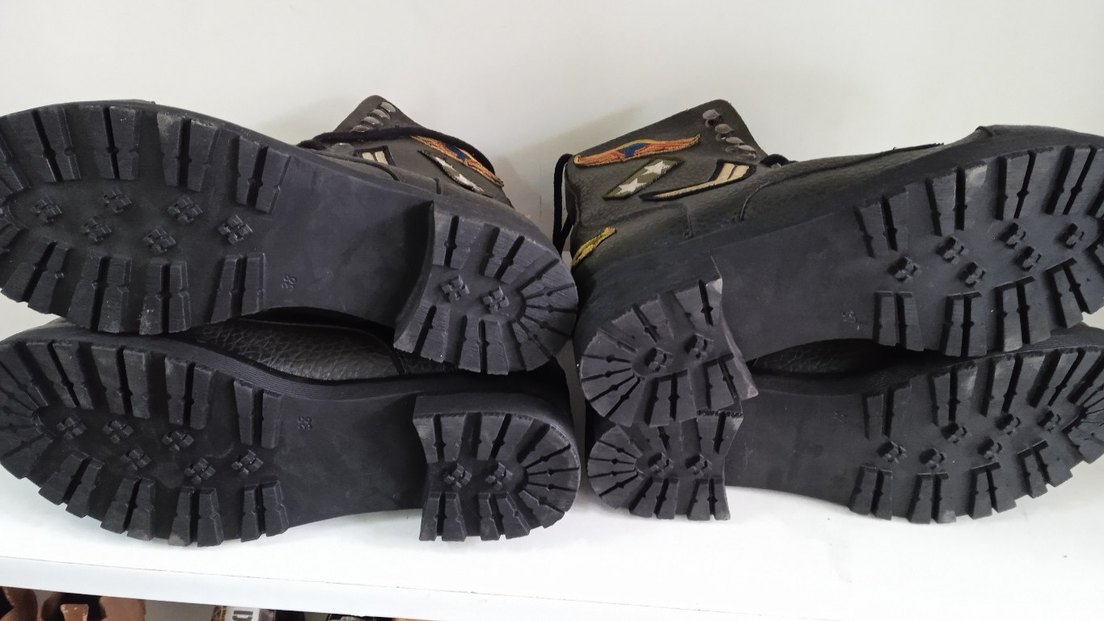 Siyah Deri Kamuflaj Desenli Biker Bot - Görsel 3