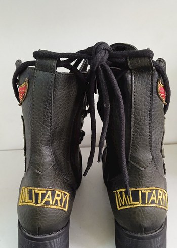 HAFİF Topuklu, Tokalı, Kamuflaj Desenli Deri Bot - Görsel 5