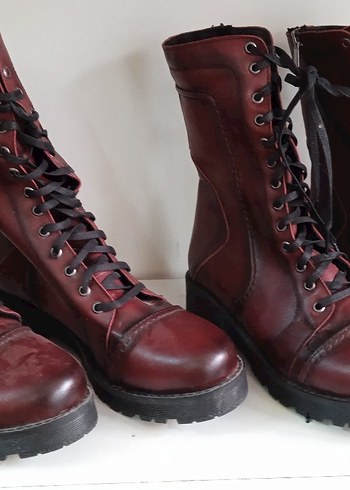 HAFİF Topuklu, Tokalı, Kamuflaj Desenli Deri Bot - Görsel 16