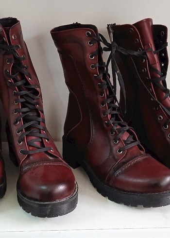 HAFİF Topuklu, Tokalı, Kamuflaj Desenli Deri Bot - Görsel 14