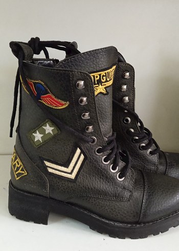 HAFİF Topuklu, Tokalı, Kamuflaj Desenli Deri Bot - Görsel 11