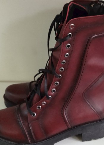 HAFİF Topuklu, Tokalı, Kamuflaj Desenli Deri Bot - Görsel 8