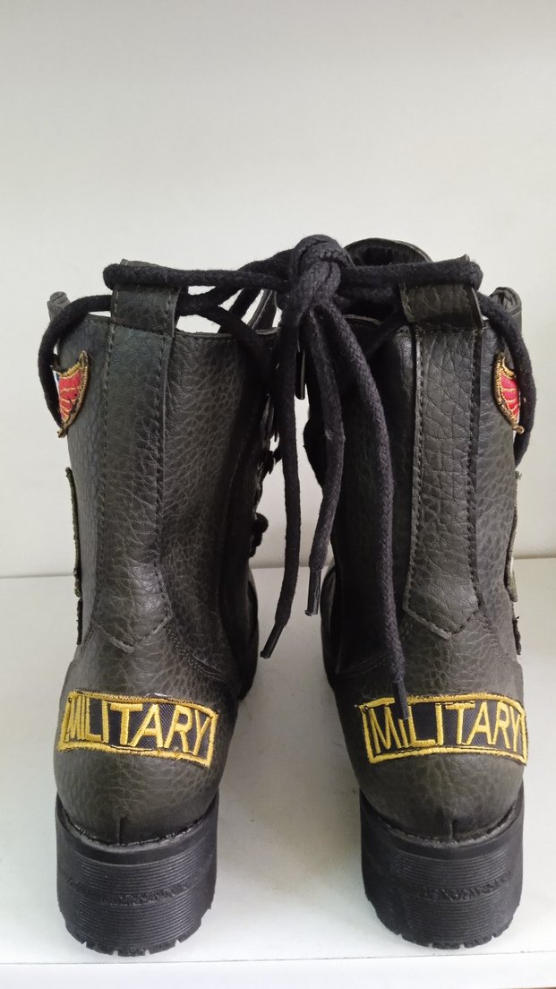 HAFİF Topuklu, Tokalı, Kamuflaj Desenli Deri Bot - Görsel 5