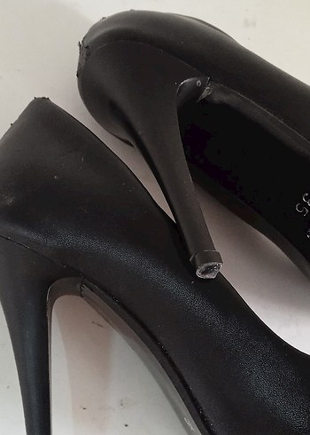 Kadın Siyah Deri Stiletto Topuklu Ayakkabı - Görsel 7