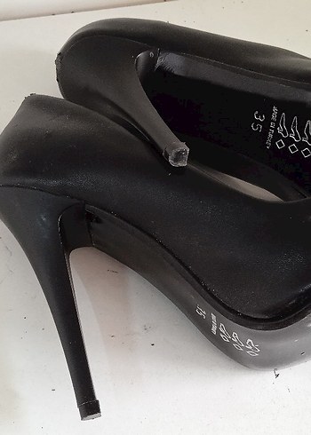 Kadın Siyah Deri Stiletto Topuklu Ayakkabı - Görsel 6