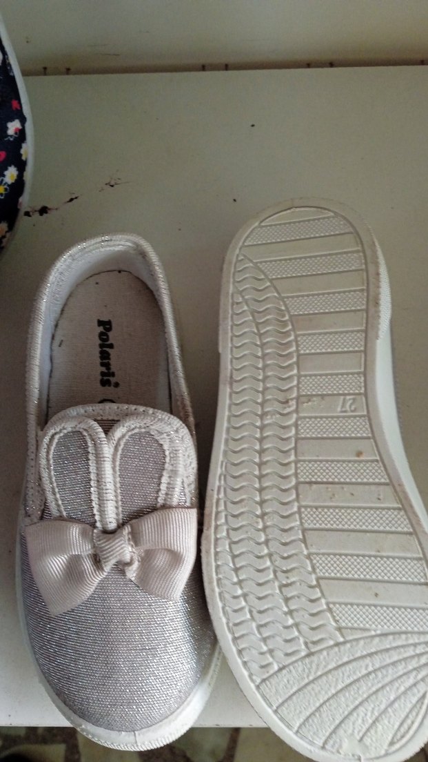 Kız Çocuk Gri Cırt Cırtlı Babet Ayakkabı - Görsel 4