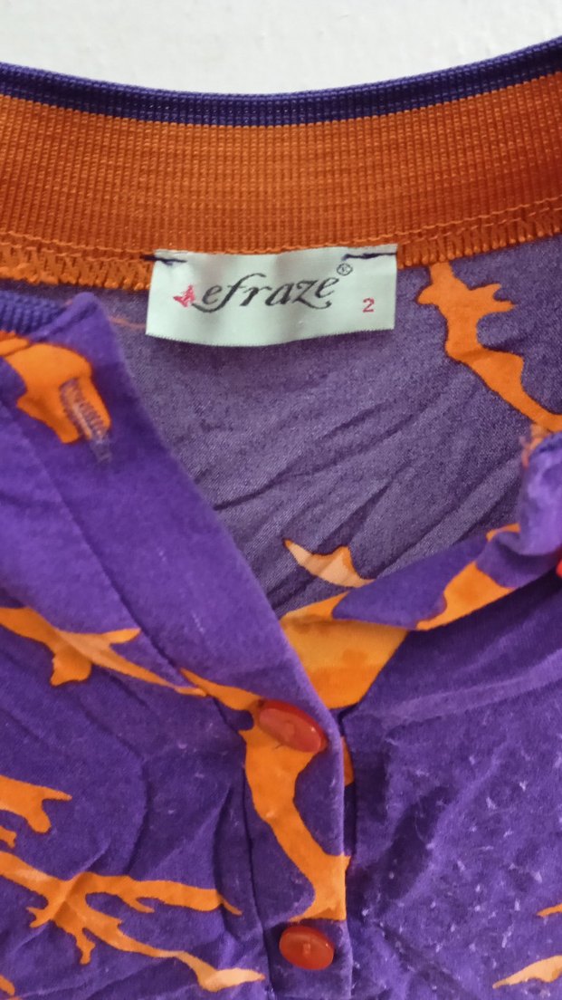 Mor Turuncu  Desenli Uzun Tunik - Görsel 4