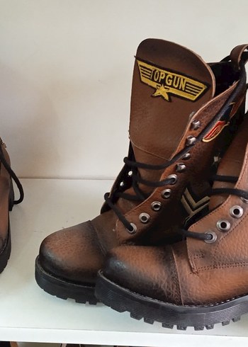 Kahverengi Tokalı Deri Biker Bot - Görsel 3