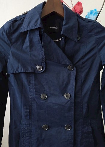 Kadın Lacivert Denim Trençkot - Görsel 5