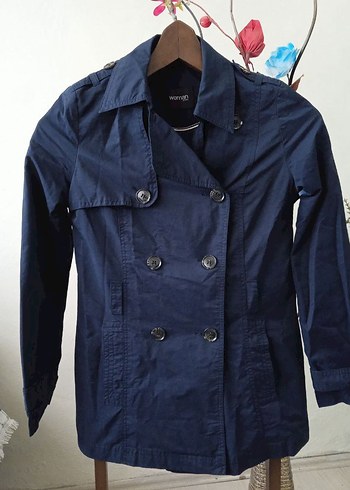 Kadın Lacivert Denim Trençkot - Görsel 8