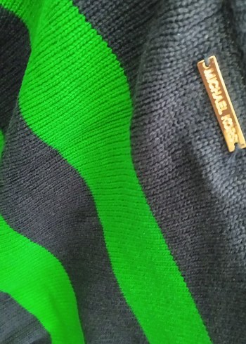 Kadın Yeşil Siyah Çizgili Triko Kazak - Görsel 8