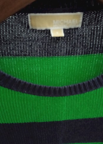 Kadın Yeşil Siyah Çizgili Triko Kazak - Görsel 4