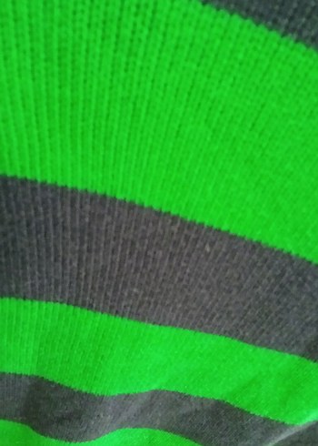 Kadın Yeşil Siyah Çizgili Triko Kazak - Görsel 5