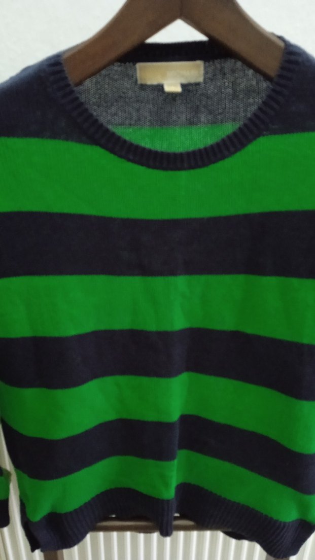 Kadın Yeşil Siyah Çizgili Triko Kazak - Görsel 3