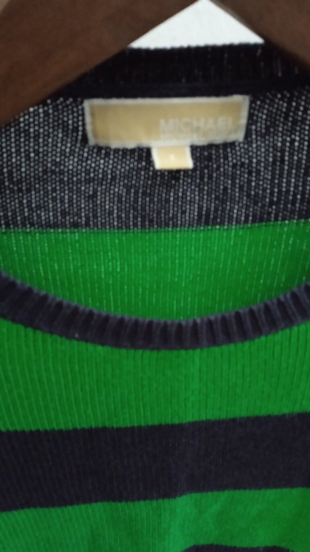 Kadın Yeşil Siyah Çizgili Triko Kazak - Görsel 4